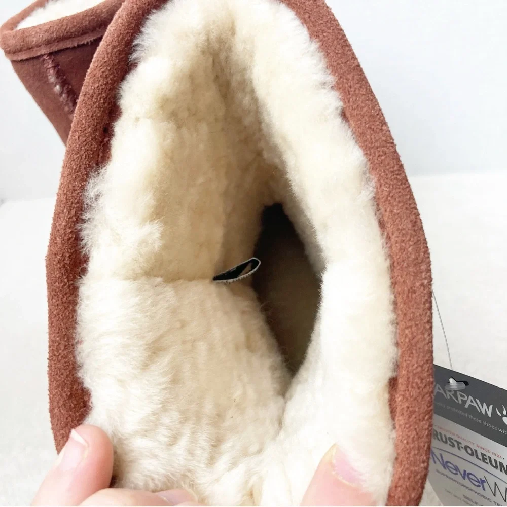 BEARPAW SHERPA LINED SUEDE BOOTS SIZE 6 WOMENS BROWN TALL